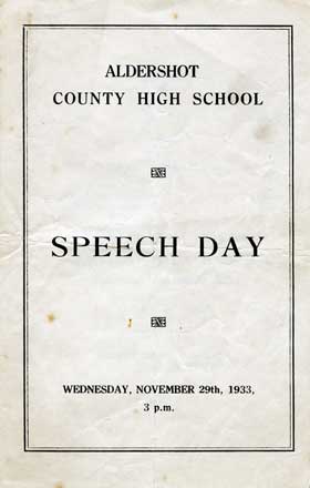 Speech Day, 1933