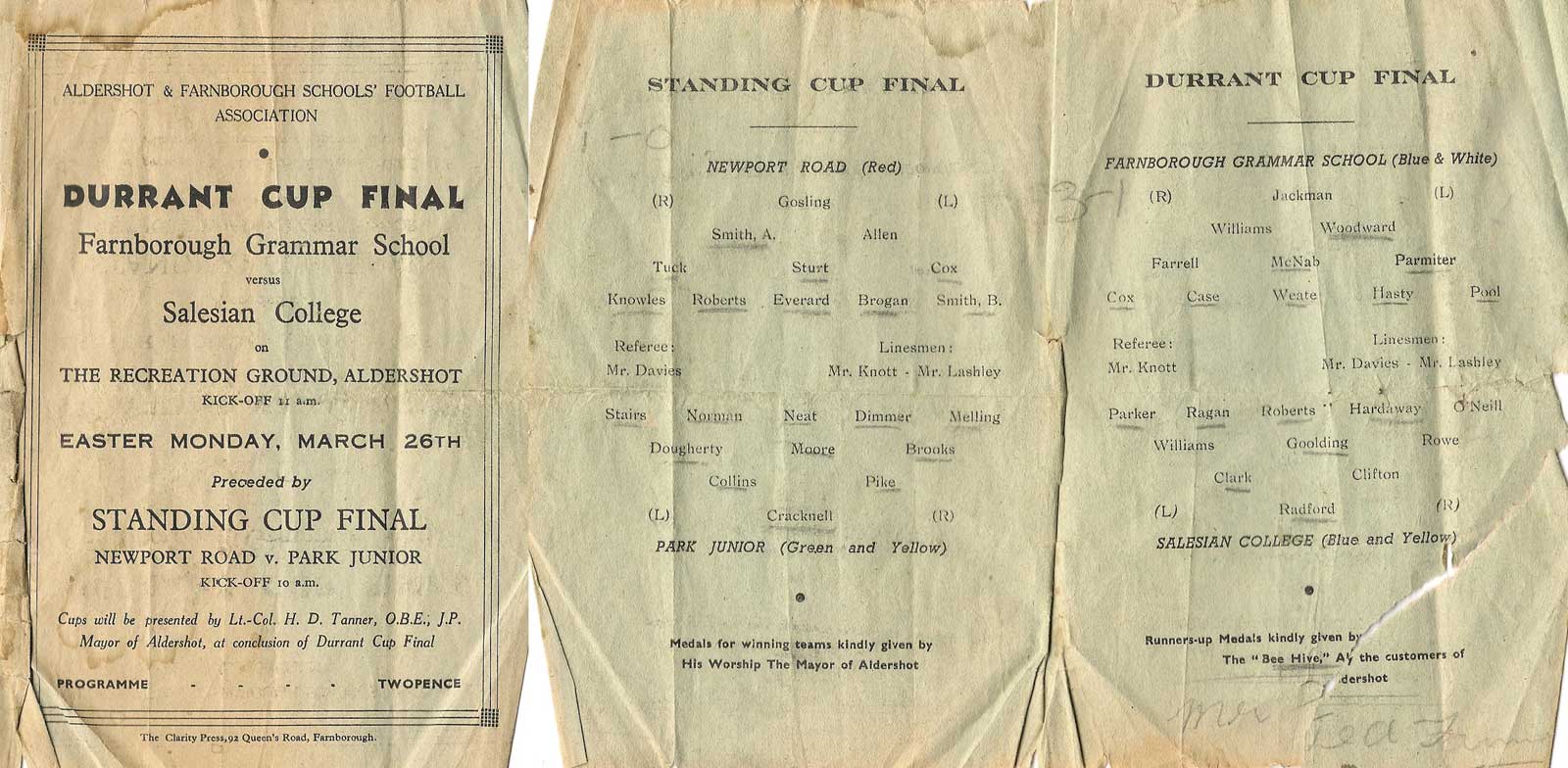 Durrant Cup Football Programme