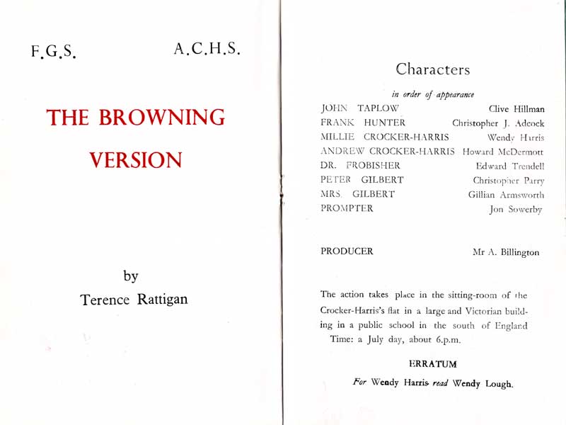 The Browning Version cast list