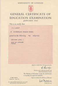 GCE O Level January 1963