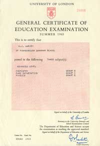 GCE A Level Summer 1963
