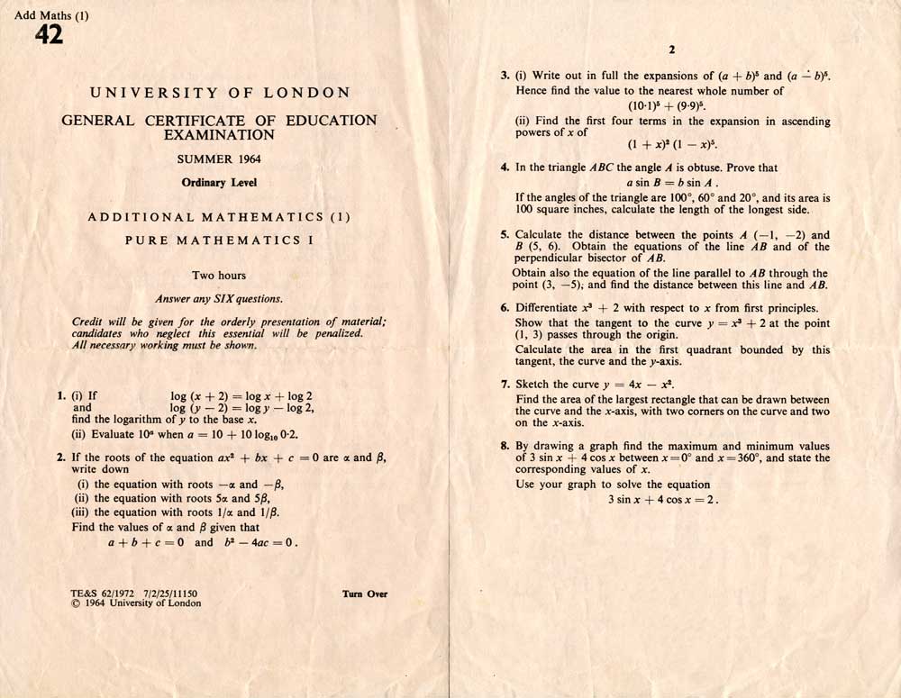 O Level Additional Maths Past Papers - ravi choolun classes