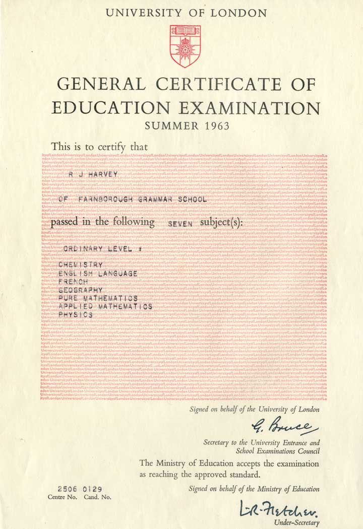 GCE Certificate