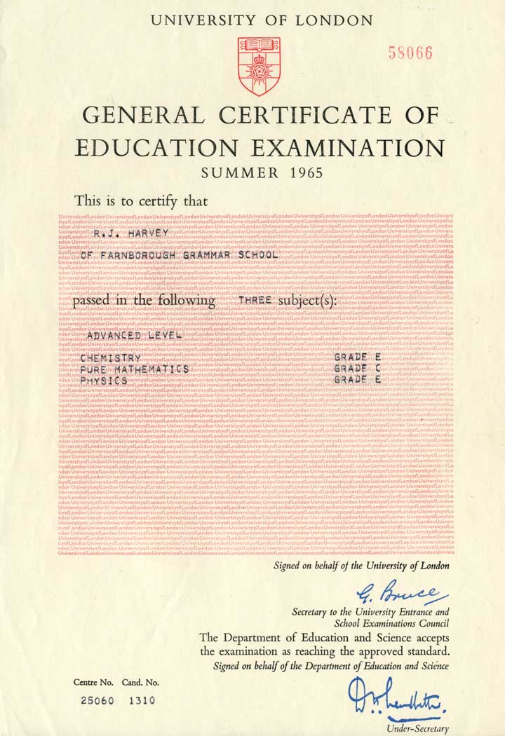 GCE Certificate