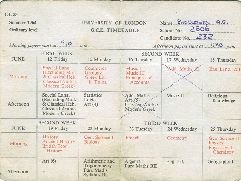 Timetable front